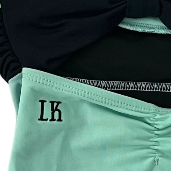 LK Mint Green Dance Leotard Black Bow Back CS (6-7) - Picture 5 of 5